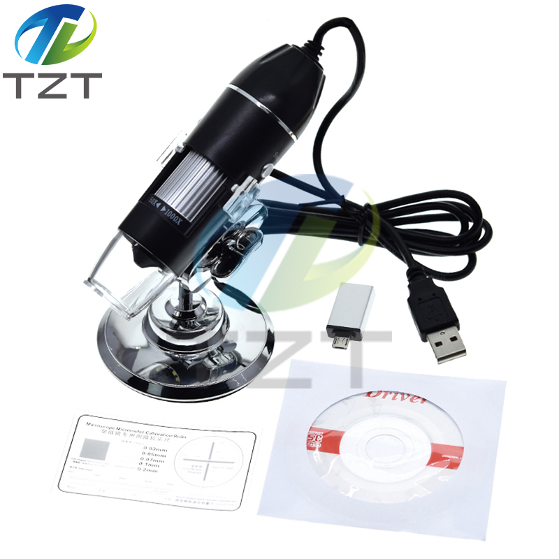 TZT 1000X HD digital USB microscope electronic microscope Camera video microscopeUSB Magnifier +calibration ruler 8 LED lights