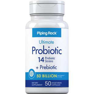 Probiotic 14 Strains 50 Billion Organisms (per serving) plus Prebiotic, 50 Vegetarian Capsules